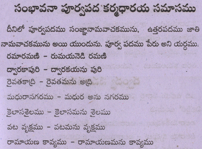 Sambhavana Poorvapadha Karmadharaya Samasamu